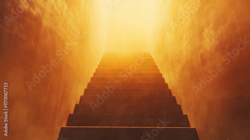 Golden Staircase Ascending Towards Bright Light