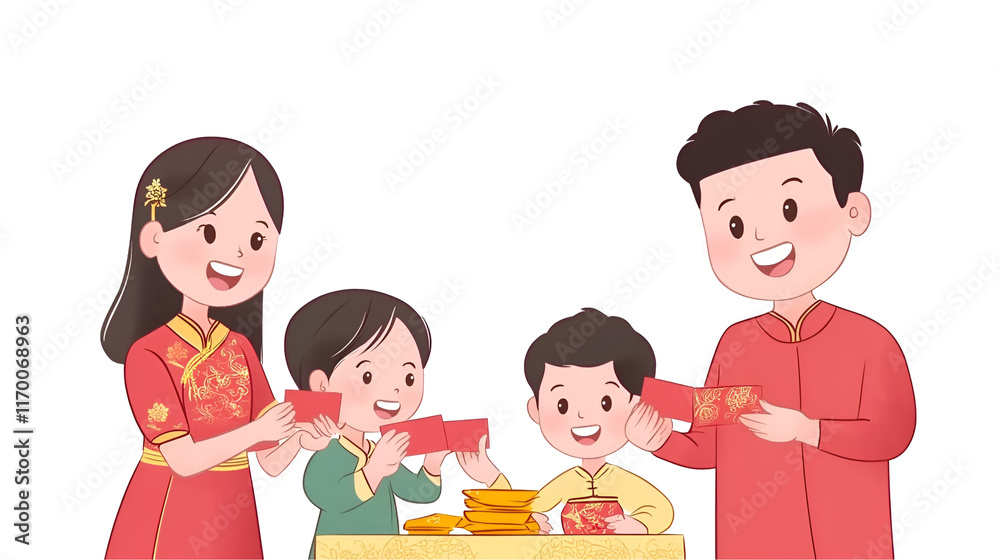 a view of a family in traditional red clothing joy transparant background png a view of a family in traditional red clothing joy transparant background png