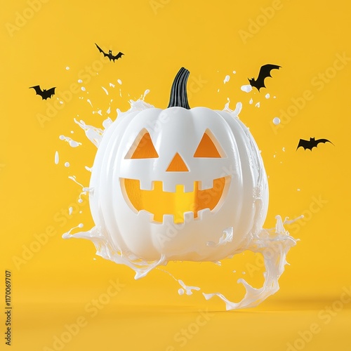 13. Family-friendly Halloween activities, pumpkin carving and spooky decor, 3D illustration photo