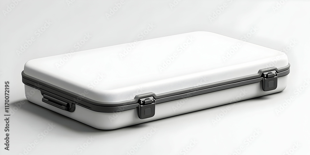 White 3D Render of a Closed Hard Case Suitcase White 3D Render of a Closed Hard Case Suitcase