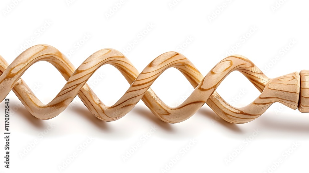 This close-up showcases a beautifully crafted, light beige wooden spiral design. This close-up showcases a beautifully crafted, light beige wooden spiral design.