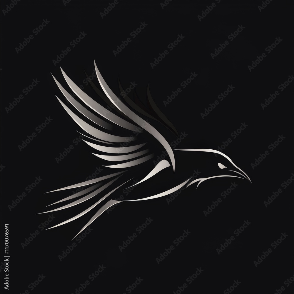 a sleek and modern minimalistic raven logo on black background a sleek and modern minimalistic raven logo on black background