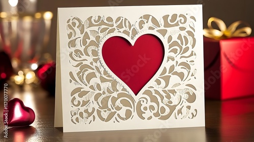 Romantic Valentine s Day Card Heart Design Laser Cut Festive Love Gift Celebration Holiday