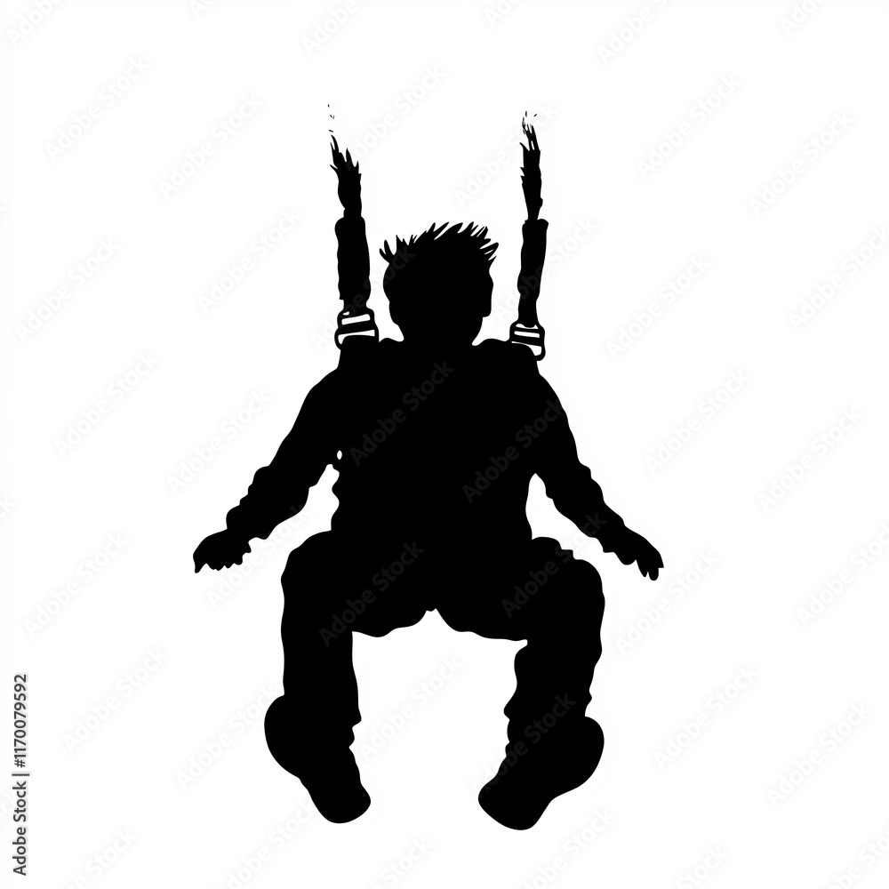 Fototapeta premium Dynamic Silhouette Illustration: Adventurous Skydiver Plunging Boldly. AI Generated