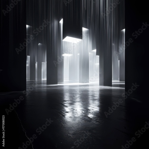 Floating holographic screens connected by beams of light, forming a web of digital bonds between users in a futuristic world, raw, gritty textures,