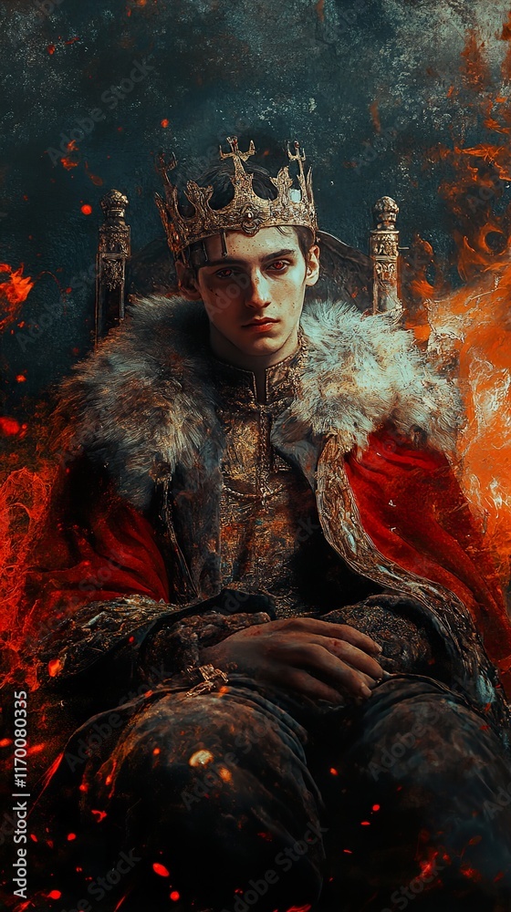 Young King on Burning Throne: A Fantasy Portrait Young King on Burning Throne: A Fantasy Portrait