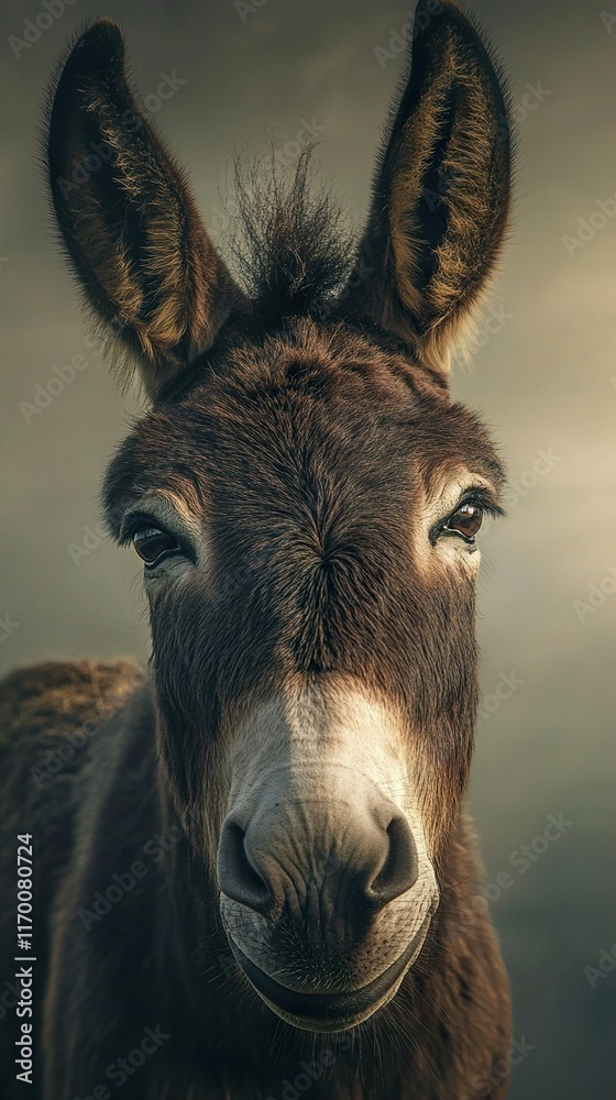 Close-up Portrait of a Donkey: A Charming Animal Photo Close-up Portrait of a Donkey: A Charming Animal Photo