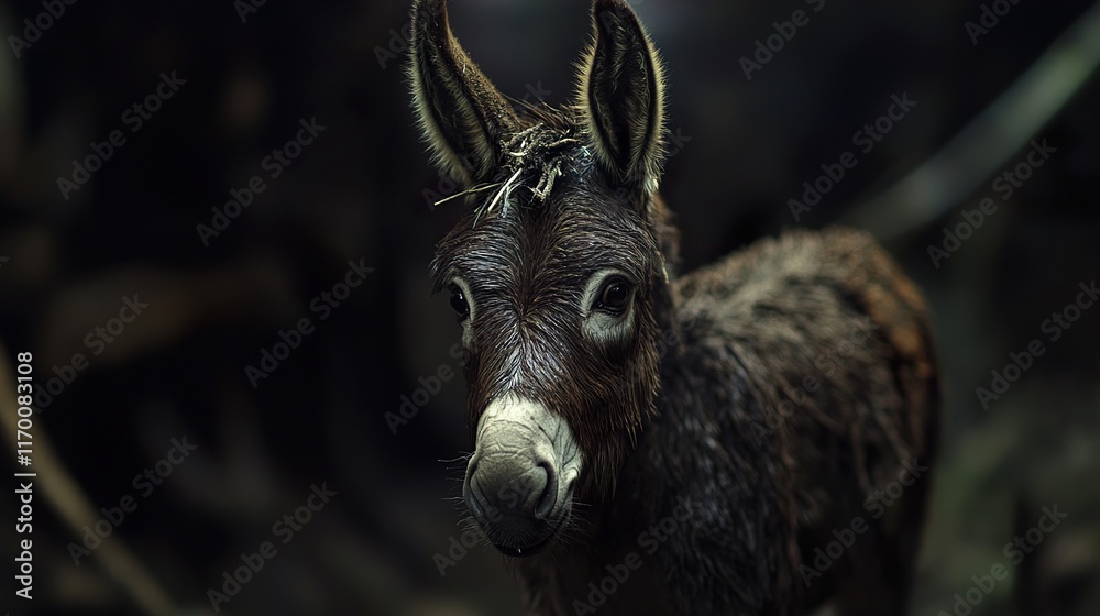 Adorable Young Donkey Portrait: A Close-Up Look at Nature's Beauty Adorable Young Donkey Portrait: A Close-Up Look at Nature's Beauty