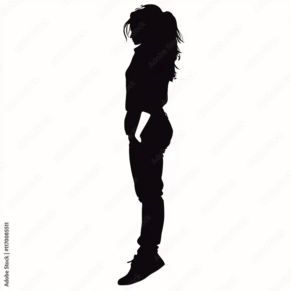 Stylish Woman Silhouette: Elegant Vector Art Illustration in Minimalist Style. AI Generated Stylish Woman Silhouette: Elegant Vector Art Illustration in Minimalist Style. AI Generated