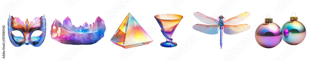 Naklejka premium Colorful 3D Carnival Mask Isolated on White Background