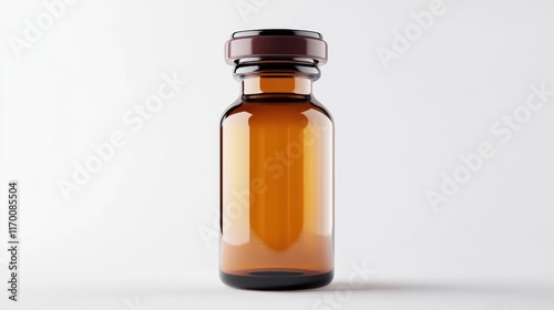 Stylish brown glass medicine bottle on a clean white background perfect for pharmaceutical and healthcare product presentation.