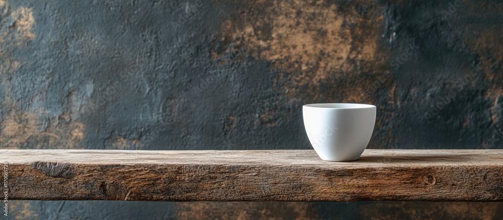 Elegant minimalist white cup on rustic wooden table ideal for coffee lovers and stylish home decor photography. Elegant minimalist white cup on rustic wooden table ideal for coffee lovers and stylish home decor photography.