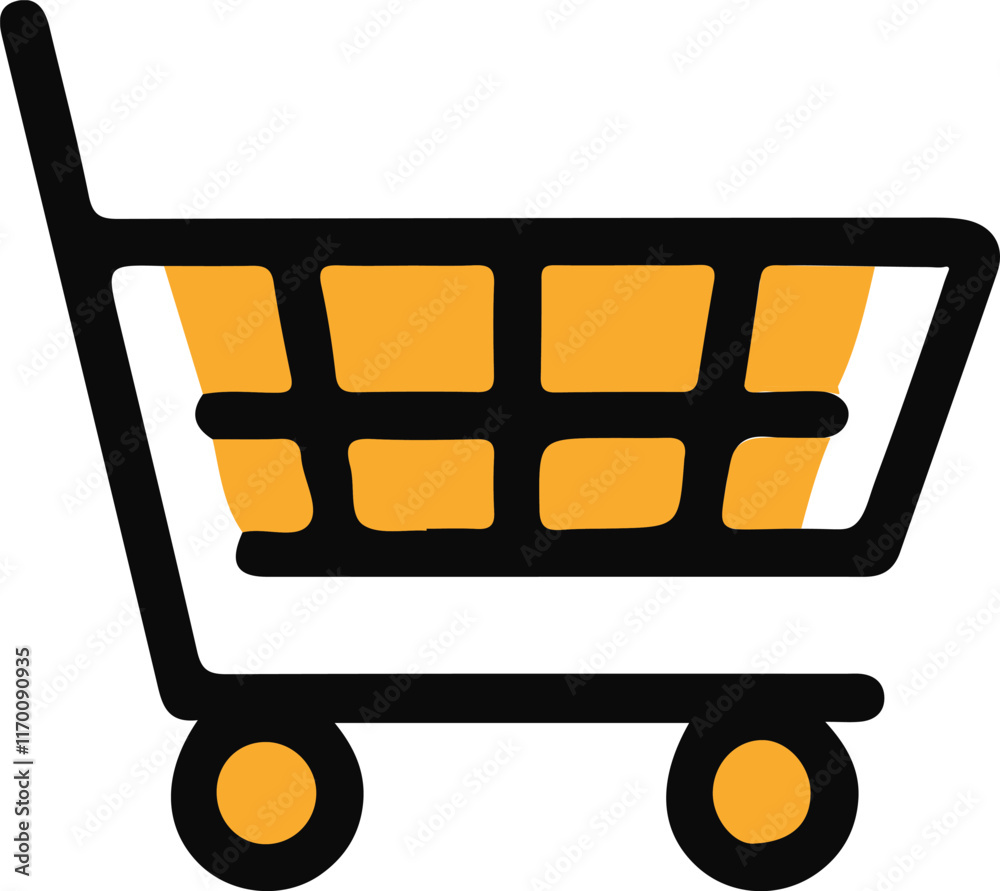 Minimalist Cartoon Shopping Cart Illustration Minimalist Cartoon Shopping Cart Illustration
