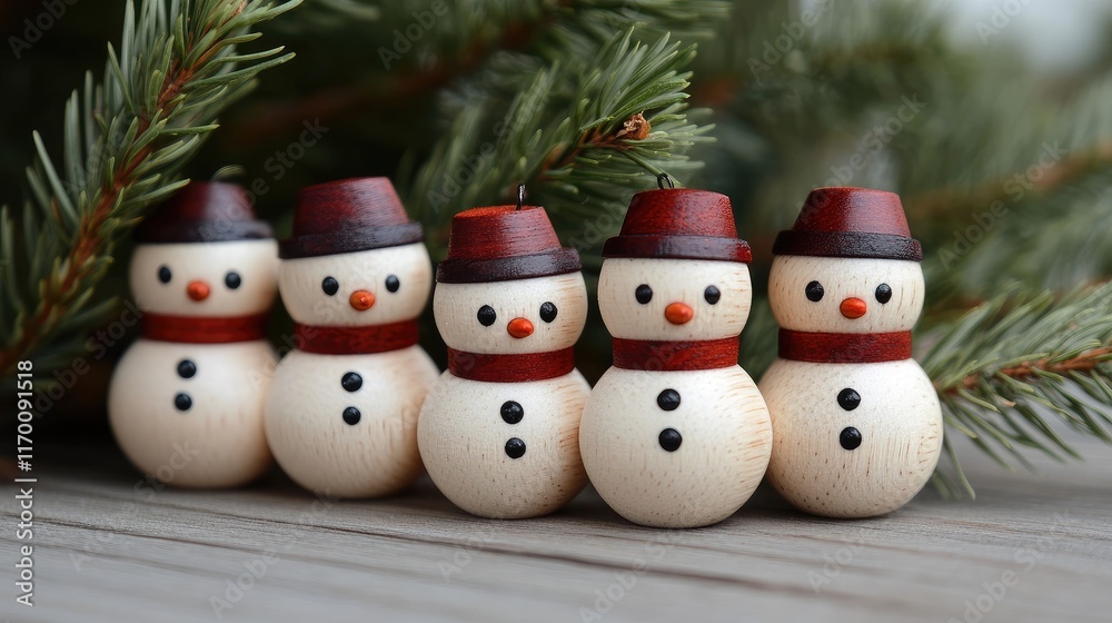 Miniature Wooden Snowmen Decorations for Christmas Tree Festive Holiday Cheer Miniature Wooden Snowmen Decorations for Christmas Tree Festive Holiday Cheer