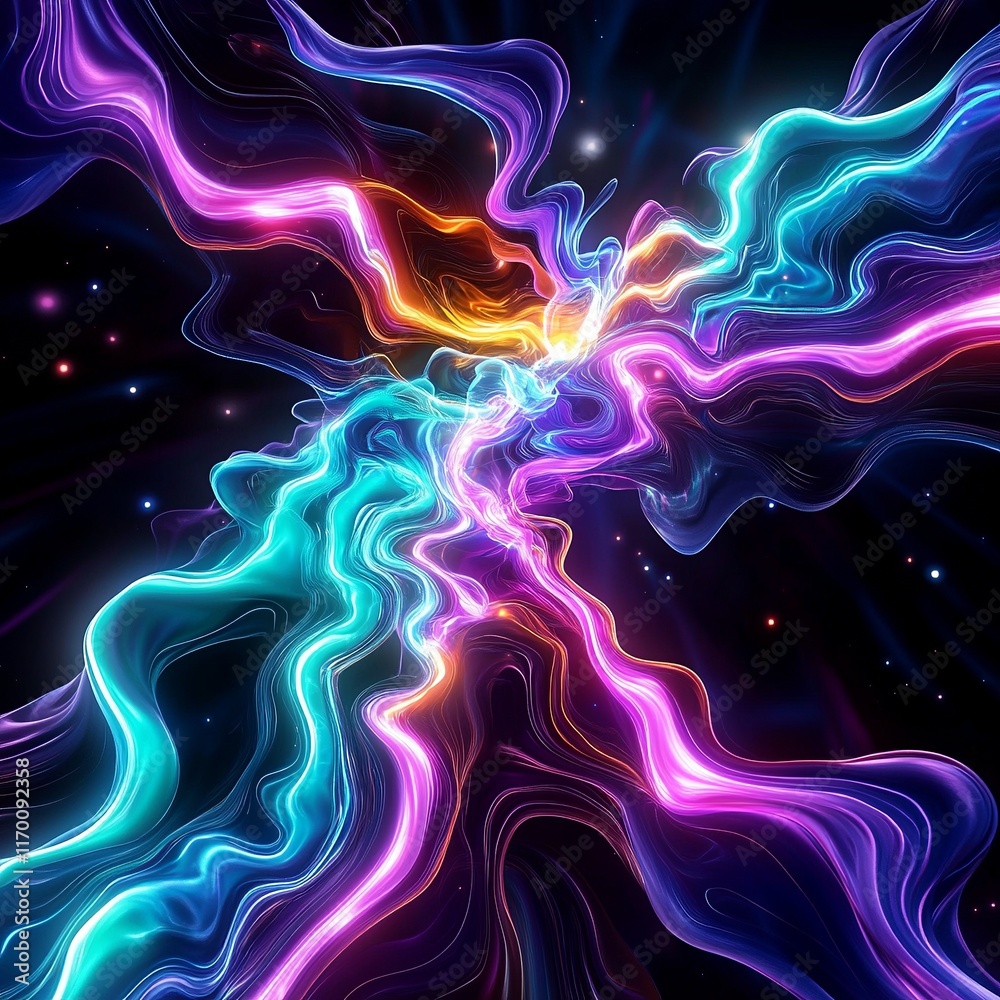 Obraz premium psychedelic abstract representation of AI creating infinite possibilities,