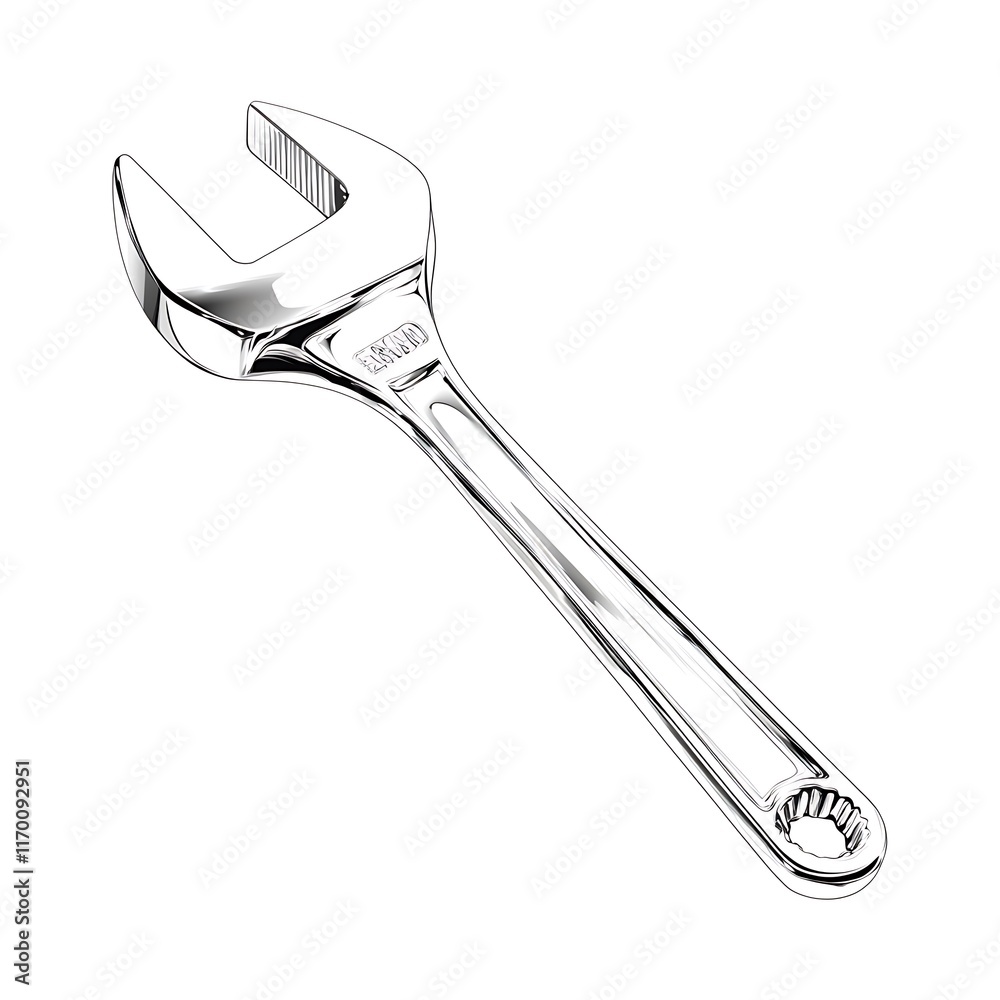 Chrome adjustable wrench isolated on white background. Chrome adjustable wrench isolated on white background.
