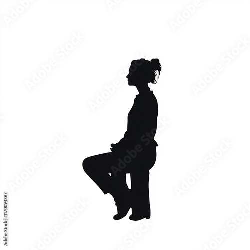 Elegant Woman Silhouette: Stylishly Posing, Vector Illustration in Minimalist Style. AI Generated