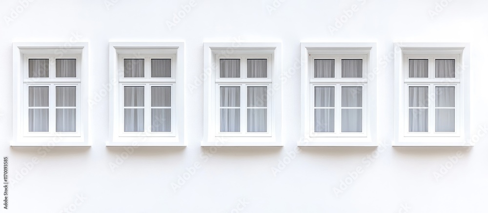 Fototapeta premium Symmetrical arrangement of modern white plastic windows on a clean background perfect for home improvement and design inspiration