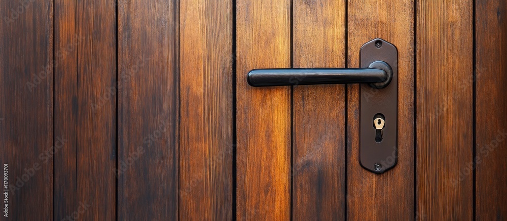 Sleek modern brown wooden door handle design with keyhole ideal for contemporary home entryway decor Sleek modern brown wooden door handle design with keyhole ideal for contemporary home entryway decor