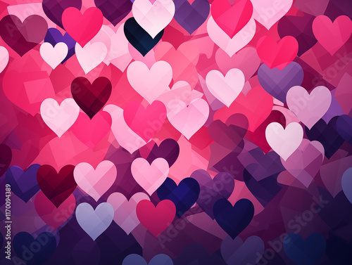 Interlocking Love Symbols in a Geometric Valentine's Mosaic