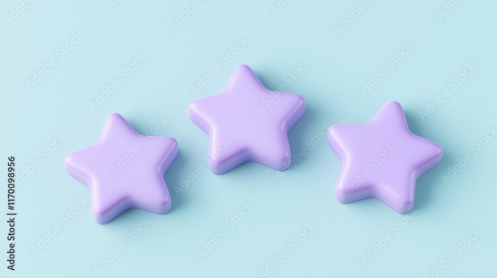 Obraz premium Pastel purple star icons on light blue background digital art