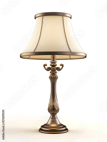 Elegant table lamp with classic design and soft shade, perfect for adding warmth to any room. ornate base complements sophisticated look