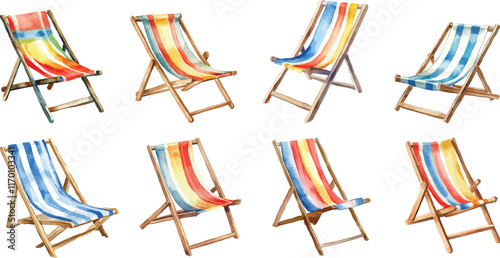 beach chair watercolor clipart