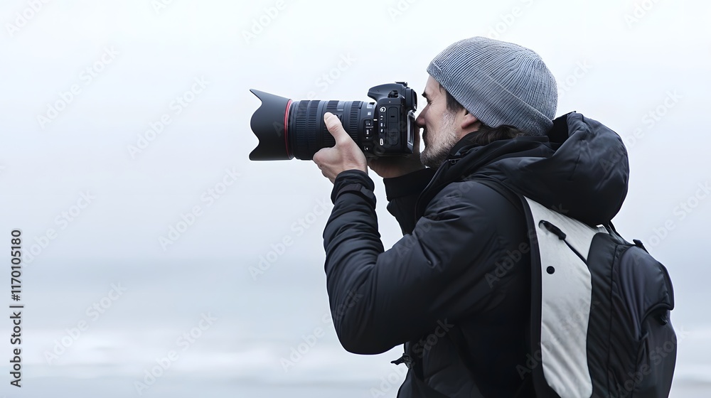 A_photographer_holding_a_professional_camera_isolated A_photographer_holding_a_professional_camera_isolated