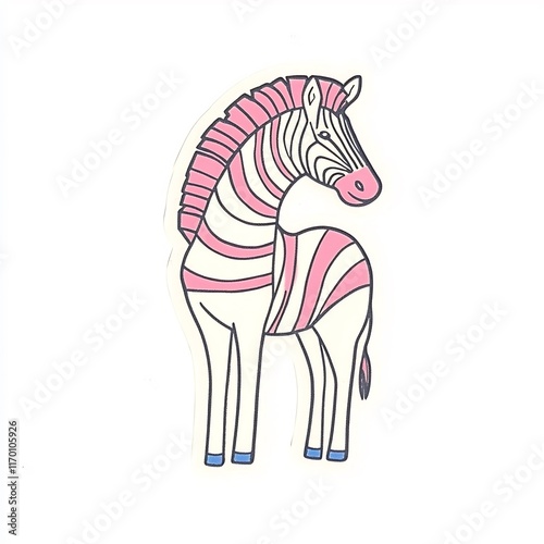 Charming Pink Zebra Illustration: Softly Rendered Digital Artwork. AI Generated photo