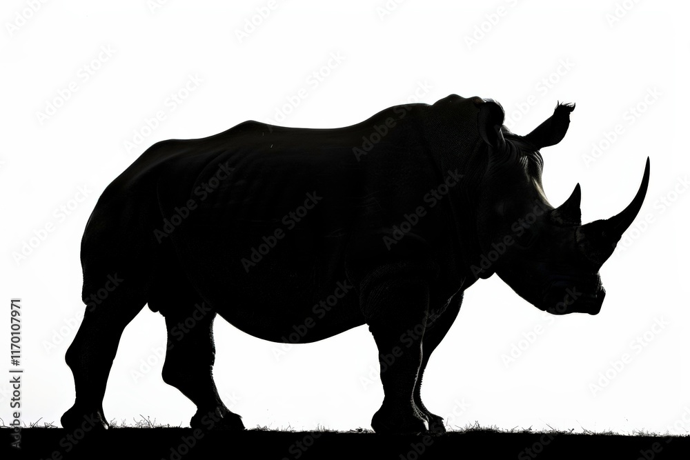 Fototapeta premium Majestic silhouette of a powerful rhino charging through the wilderness