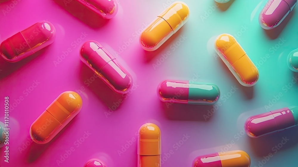 Assorted capsules on background Assorted capsules on background