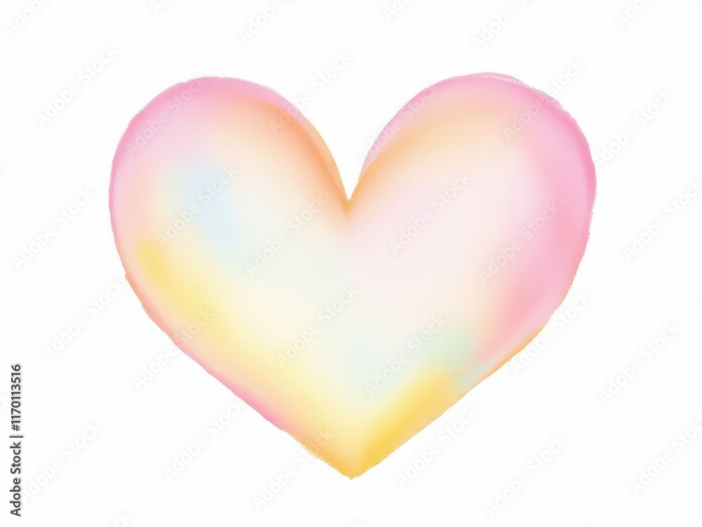 Abstract watercolor heart with a soft glow, creating a tender and dreamy image for Valentine's Day, love or romantic themed designs.