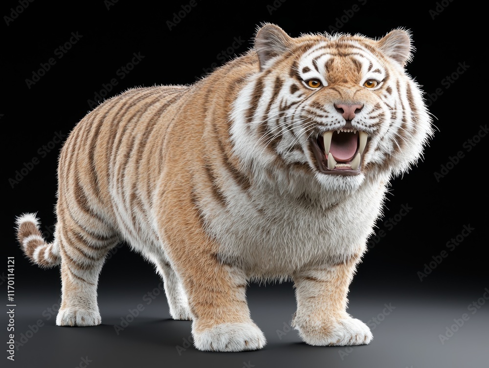 Obraz premium Closeup of a majestic tiger with its mouth open, showing its teeth.