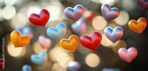  The glowing hearts evoke a sense of joy and romance, ideal for Valentine's Day or any romantic occasion.