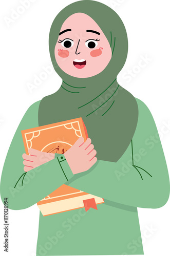 Muslim Lady Reflecting on Quran Verses in Holy Month