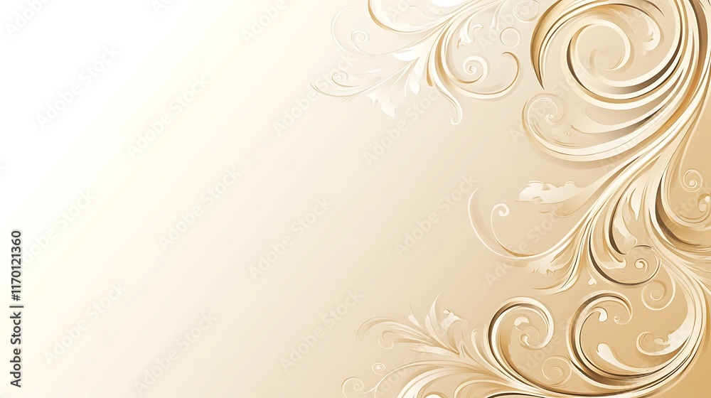 Elegant Beige Floral Swirls Design Background Elegant Beige Floral Swirls Design Background