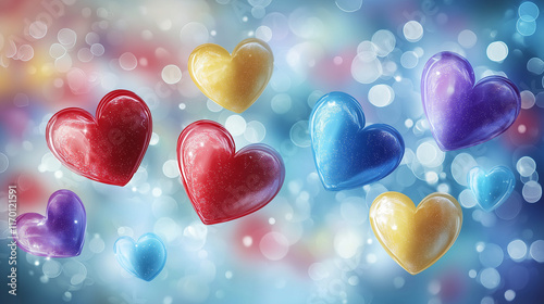  The glowing hearts evoke a sense of joy and romance, ideal for Valentine's Day or any romantic occasion.