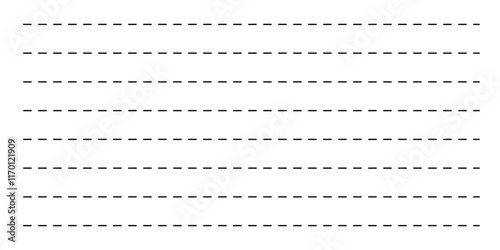 Dotted line connection. different types of long dashed line. collection of lines for notebook pages. graphic seamless pattern with black stripes in eps 10.