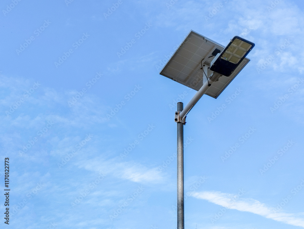 Solar-Powered Street Light with Blue Sky Solar-Powered Street Light with Blue Sky