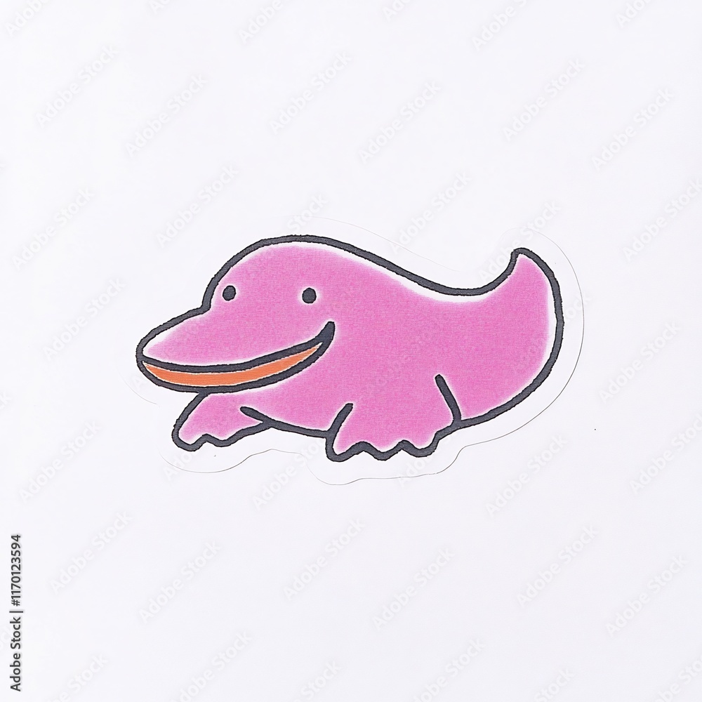 Charming Hand-Drawn Illustration: Joyful Pink Creature Sticker Design. AI Generated Charming Hand-Drawn Illustration: Joyful Pink Creature Sticker Design. AI Generated