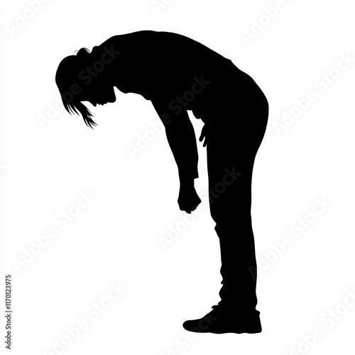 Silhouette of a Person Humbly Bowing: Powerful Vector Art Illustration. AI Generated photo