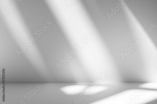 Wall interior background, studio and backdrops show products.with shadow from window color white and grey. background for text insertion and presentation product