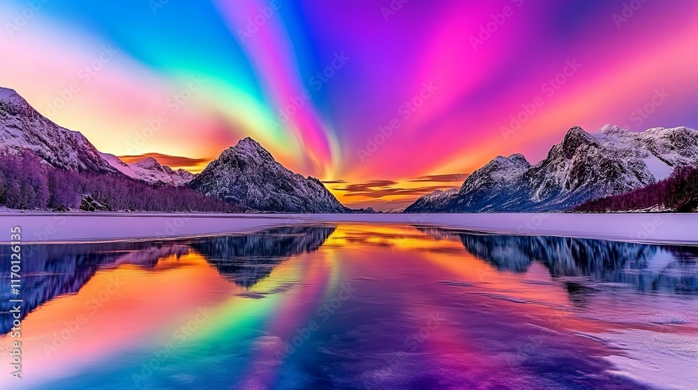 Obraz premium Ethereal Night Sky with Glowing Auroras