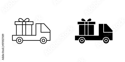 Truck carrying gift box icons pack for apps and web UI designs