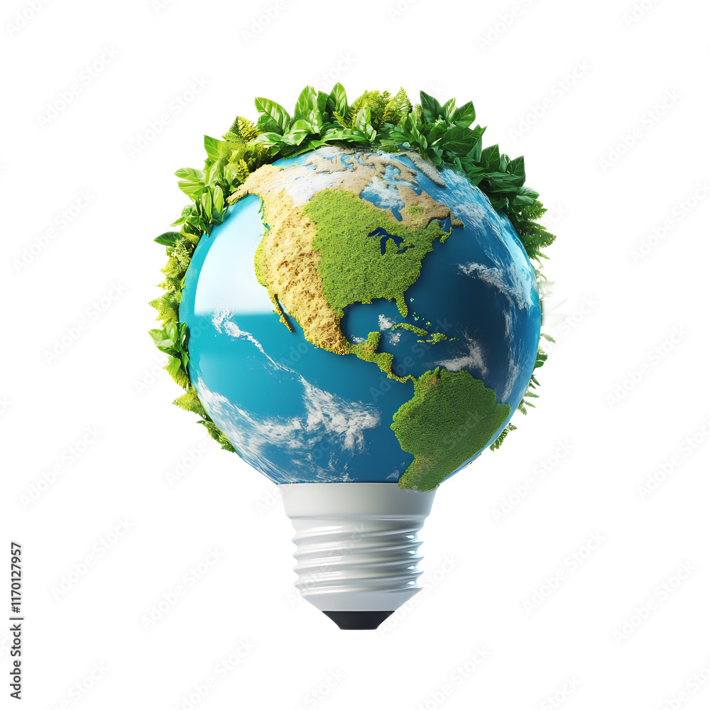 Eco-Friendly Earth Forming Lightbulb,Renewable and Sustainable Energy Concept Eco-Friendly Earth Forming Lightbulb,Renewable and Sustainable Energy Concept
