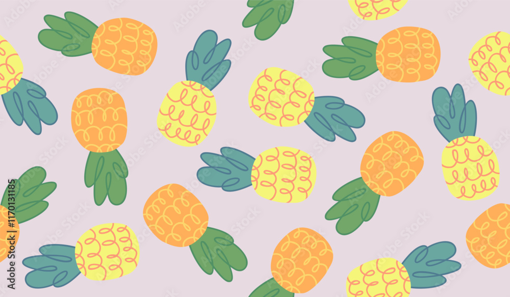 Cute pineapple fruits pattern background vector design Cute pineapple fruits pattern background vector design