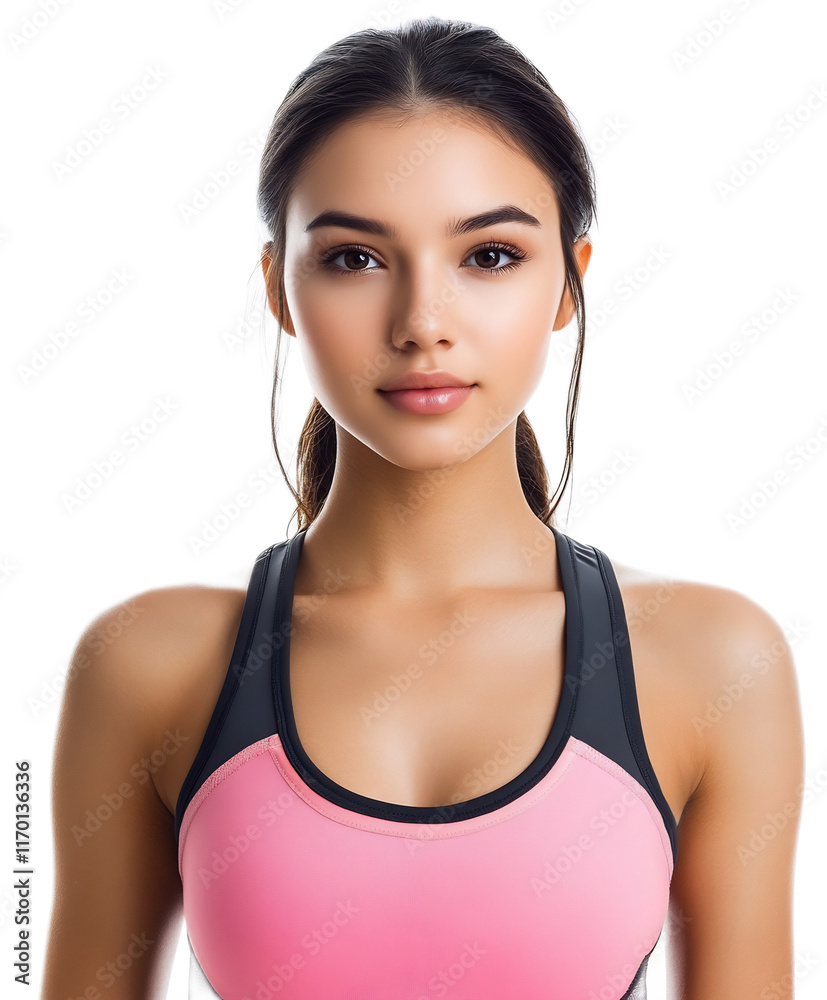 Confident and Determined Young Athletic Woman in Pink Workout Tank Top Confident and Determined Young Athletic Woman in Pink Workout Tank Top