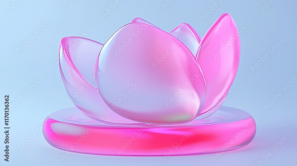 Abstract Pink Glass Lotus Flower on a Circular Base 3D Render Modern Art Minimalist Design Abstract Pink Glass Lotus Flower on a Circular Base 3D Render Modern Art Minimalist Design