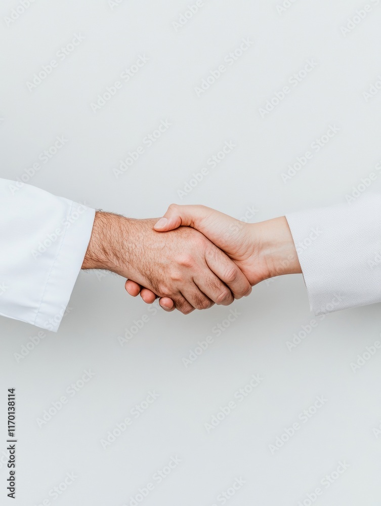 Compassionate Connection Doctor and Patient Handshake on White Background Compassionate Connection Doctor and Patient Handshake on White Background