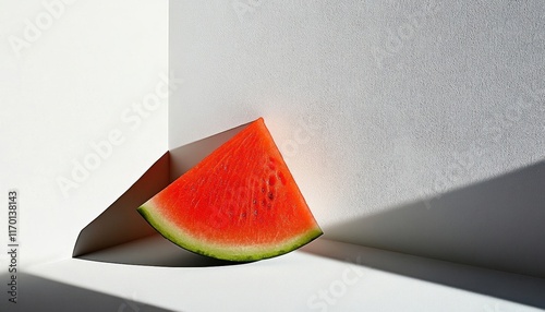 Summer watermelon slice corner sunlight minimalist food photography photo